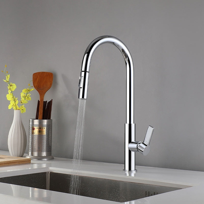 All-copper Hot-and-cold Pull-down Kitchen Faucet For The Sink