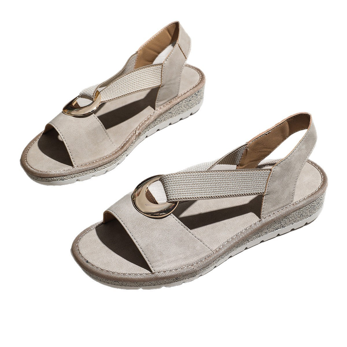 Metal Buckle Hemp Rope Fish-mouth Sandals Women's Gronata