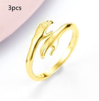 Alloy Simple Hands Hug Ring Opening Adjustable Jewelry Gronata
