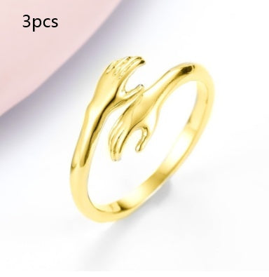 Alloy Simple Hands Hug Ring Opening Adjustable Jewelry Gronata