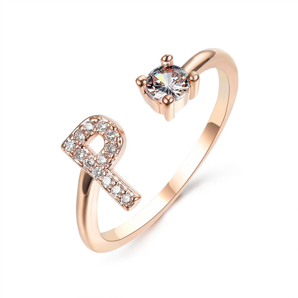 New Design Adjustable 26 Initial Letter Ring Fashion Jewelry For Women Simple Elegant Jewelry Gronata