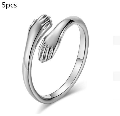 Alloy Simple Hands Hug Ring Opening Adjustable Jewelry Gronata