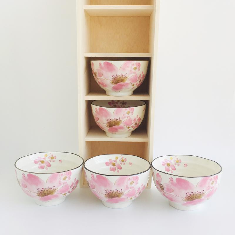 Japanese Mino-yaki Handmade Home Multicolored Ceramic Rice Bowl Soup