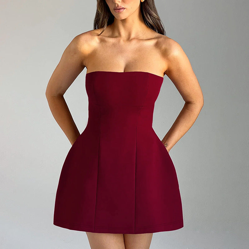 Fashion Tube Dress Summer Solid Color Sasual Backless Slim Short Dresses Party Womens Clothing Gronata