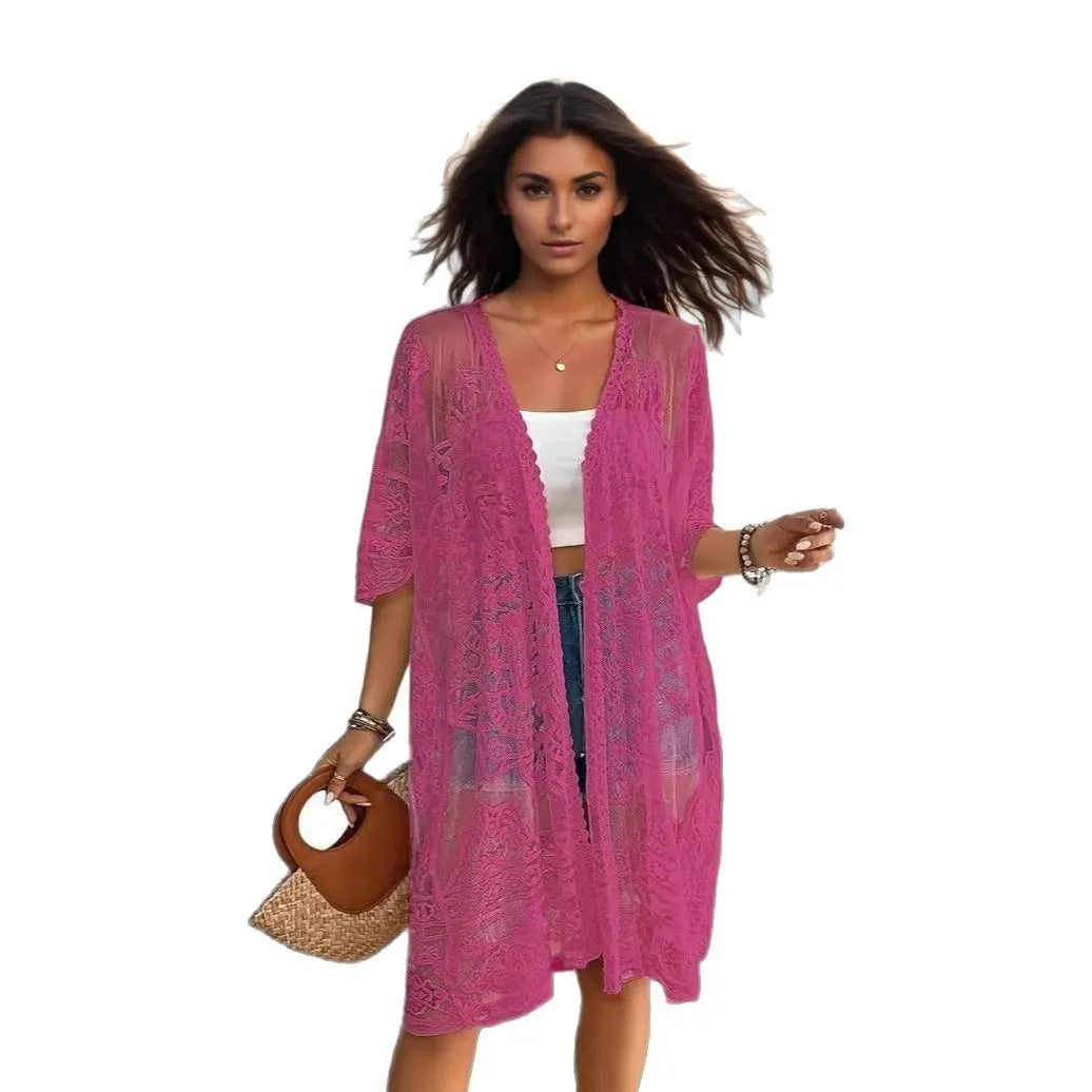 Women's Sexy See-through Water-soluble Lace Embroidered Cardigan Gronata