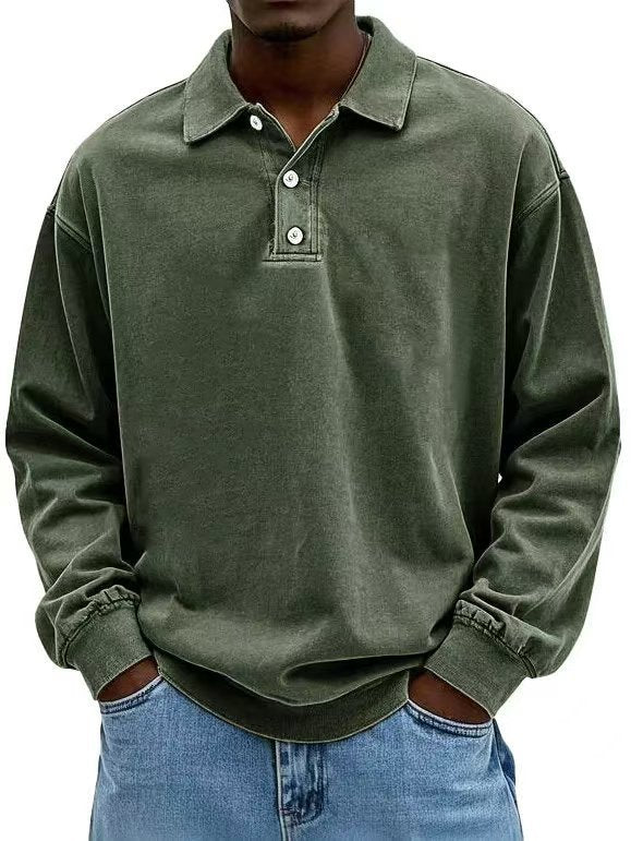 Fall Men's Long Sleeve Polo Shirts Casual Breathable Comfortable Tees Shirt Solid High Quality Sweatshirt Male T-Shirt Gronata