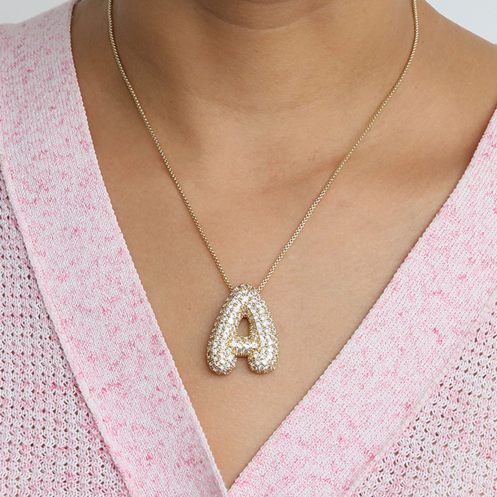 Bubble Initial Diamond Necklace Gronata