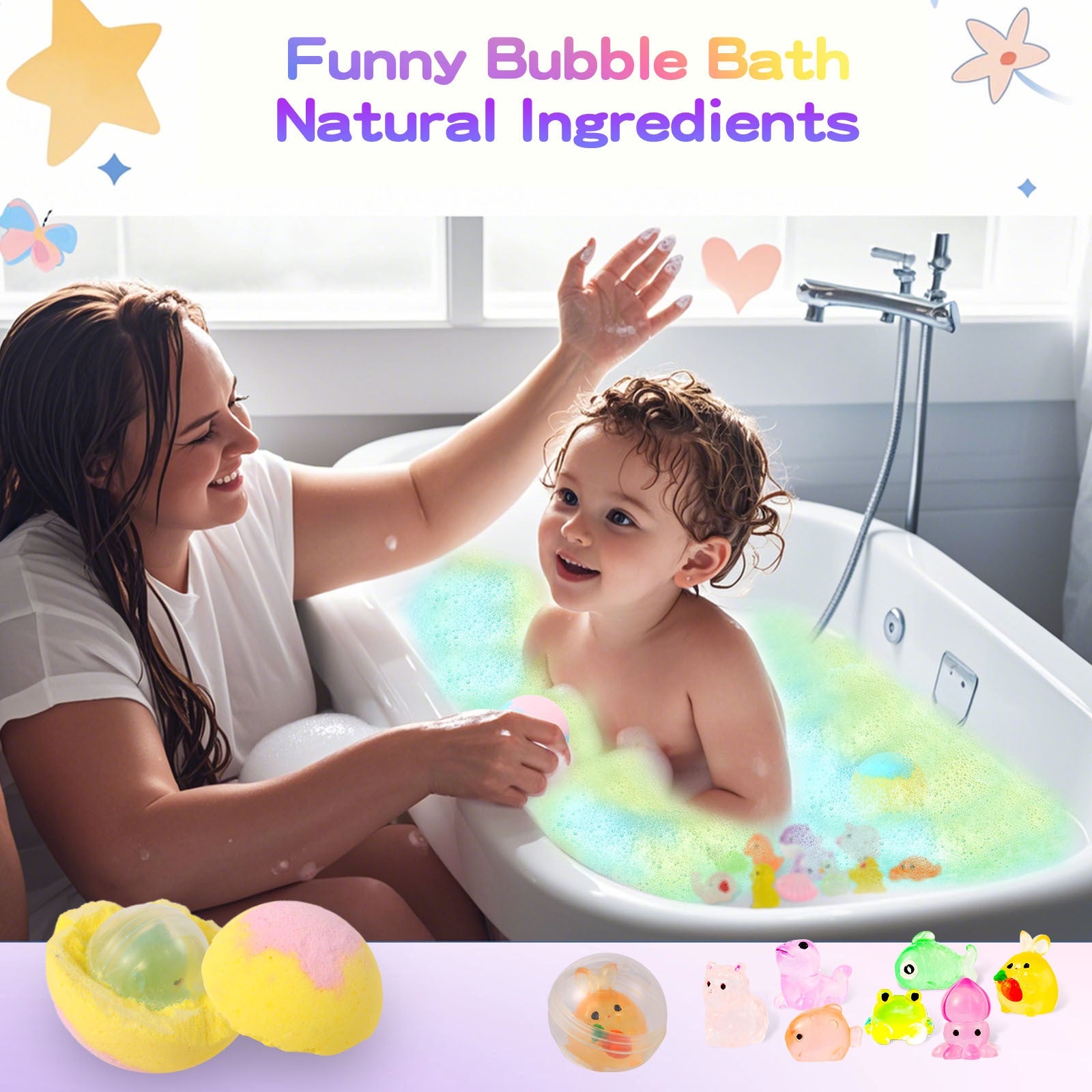 Glow-in-the-Dark Doll-Shaped Bath Bombs - Kids Bath Time Fun Set with Fizzing Bubble Foam Gronata
