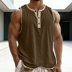 Men's Cotton-Linen Sleeveless Fitness Casual Trendy Tank Top Gronata