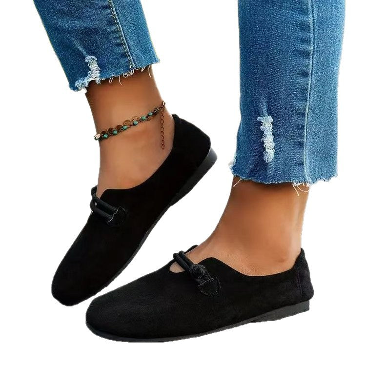Ultra-soft Sweet Suede Round-toe Flat Lace-up Womens Shoes Gronata