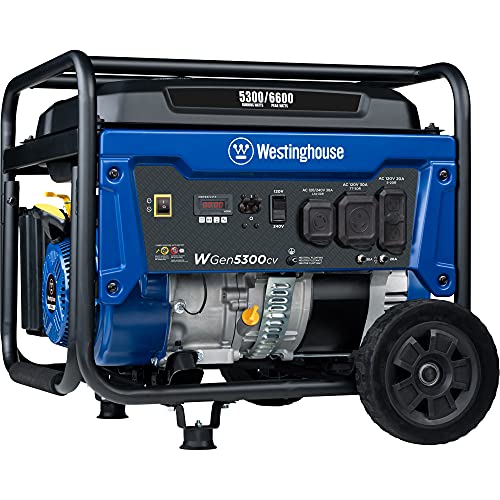 Westinghouse 6600 Peak Watt Home Backup Portable Generator, Transfer Switch Ready 30A Outlet, RV Ready 30A Outlet, Gas Powered, CO Sensor Gronata