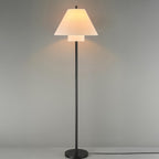 Globe Electric Novogratz x Globe Harrington 65" Floor Lamp, 2-Tone Faux Wood Base, White Fabric Shade, Socket Rotary Switch 67225 Gronata