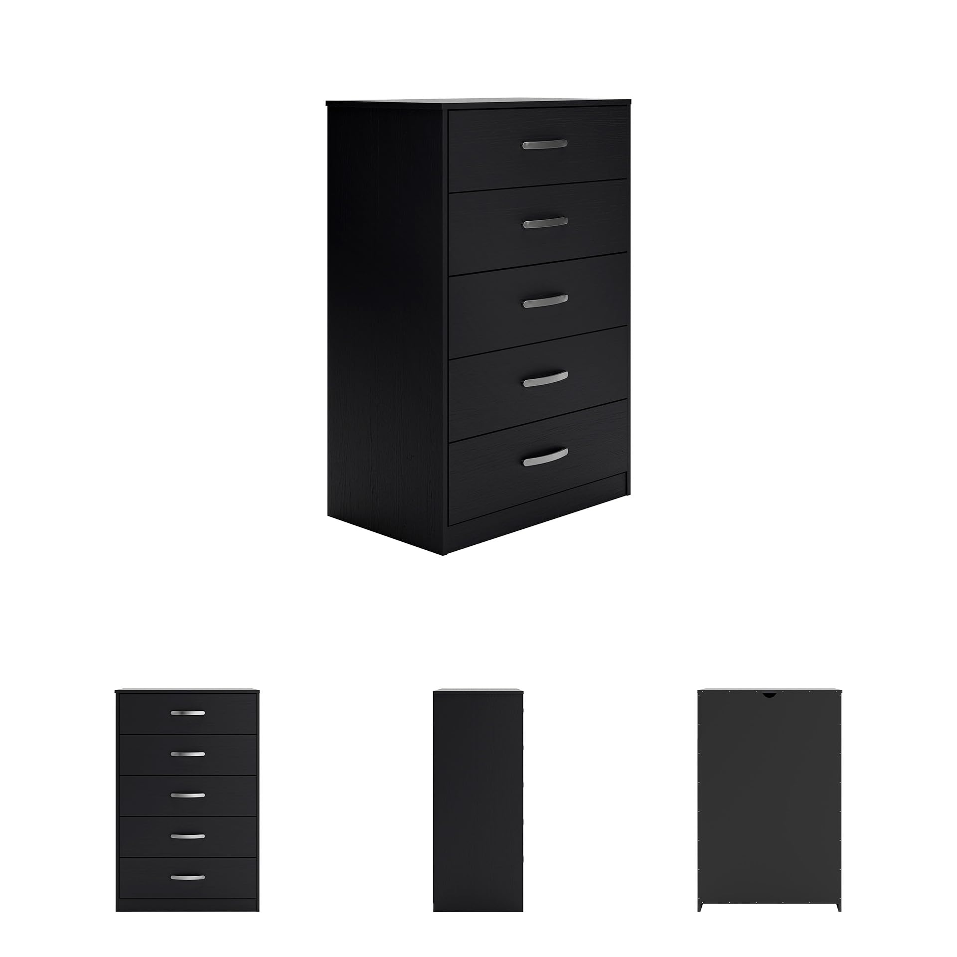 Signature Design by Ashley Finch Modern 6 Drawer Dresser with Ball-bearing Construction and Safety Stop, Black Gronata