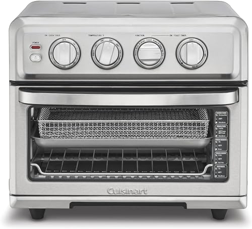 Cuisinart Air Fryer Toaster Oven, 1800W, 8-in-1 with Air Fry, Convection, Broil & Warm, 0.6 Cubic Feet, 60-Minute Timer, TOA-70NAS, Stainless Steel Gronata