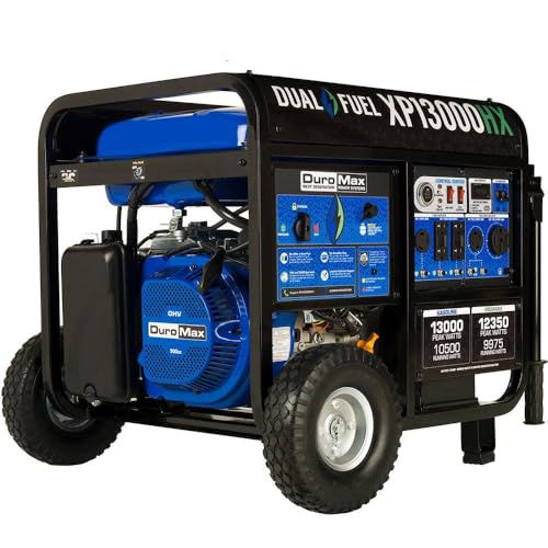 DuroMax XP13000HX 13,000-Watt Dual Fuel Portable Generator - Gas & Propane, Electric Start, Whole Home Power Backup, Transfer Switch Ready, RV & Emergency Ready Gronata