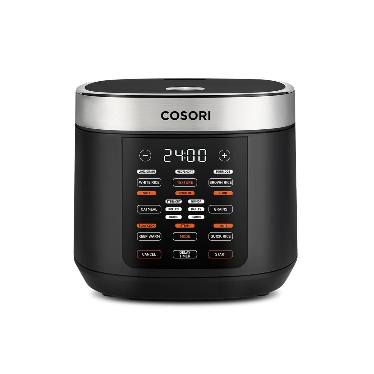 Cosori Rice Cooker 10 Cup, 24h Keep Warm, Non-stick Ceramic Inner Pot, 18 Functions Fuzzy Logic Rice Maker with Stainless Steel Steamer Basket, Sauté, Slow Cooker, Black Gronata