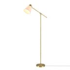 Globe Electric Novogratz x Globe Harrington 65" Floor Lamp, 2-Tone Faux Wood Base, White Fabric Shade, Socket Rotary Switch 67225 Gronata