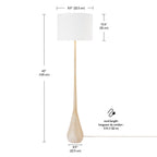 Globe Electric Novogratz x Globe Harrington 65" Floor Lamp, 2-Tone Faux Wood Base, White Fabric Shade, Socket Rotary Switch 67225 Gronata