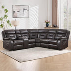 EBELLO Faux Leather Recliner Sofa Furniture Set for Living Room, 2 Recliner Chairs, 3 Seat Reclining Sofa Couch Set for Meeting Room, Brown Gronata
