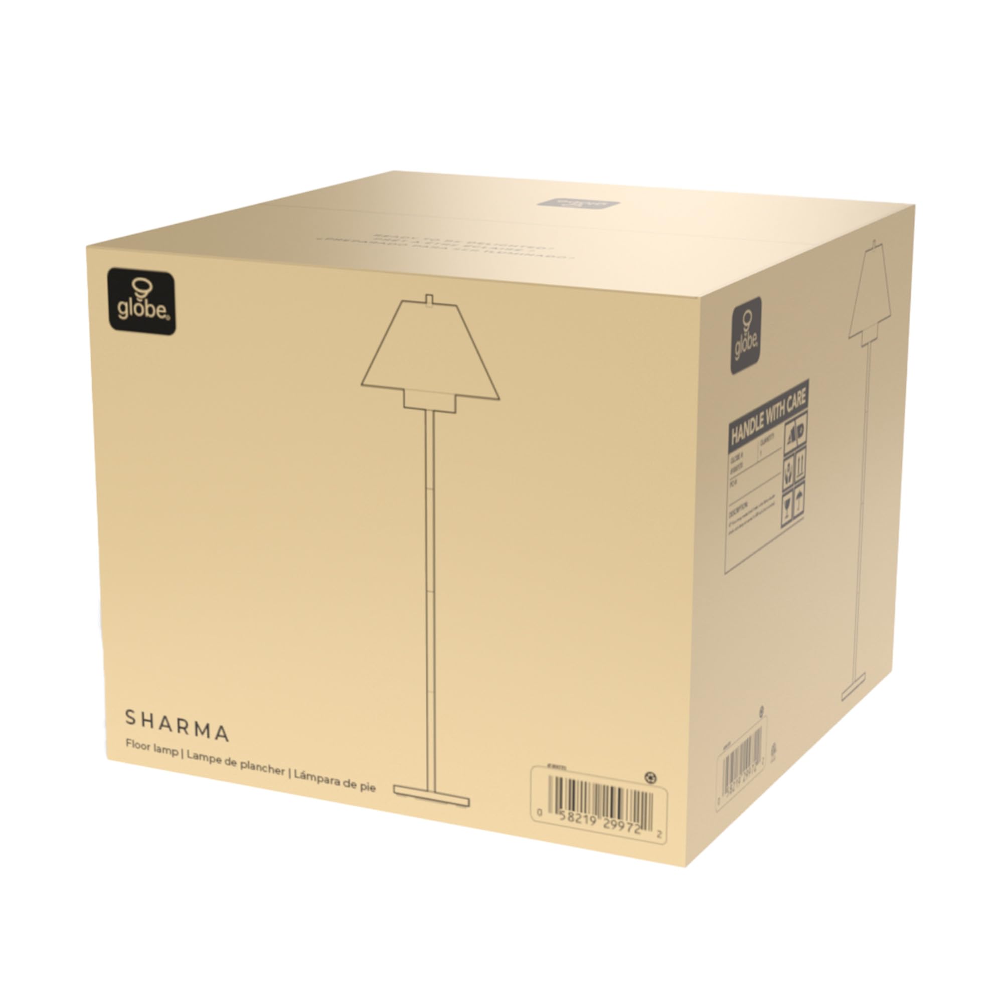 Globe Electric Novogratz x Globe Harrington 65" Floor Lamp, 2-Tone Faux Wood Base, White Fabric Shade, Socket Rotary Switch 67225 Gronata