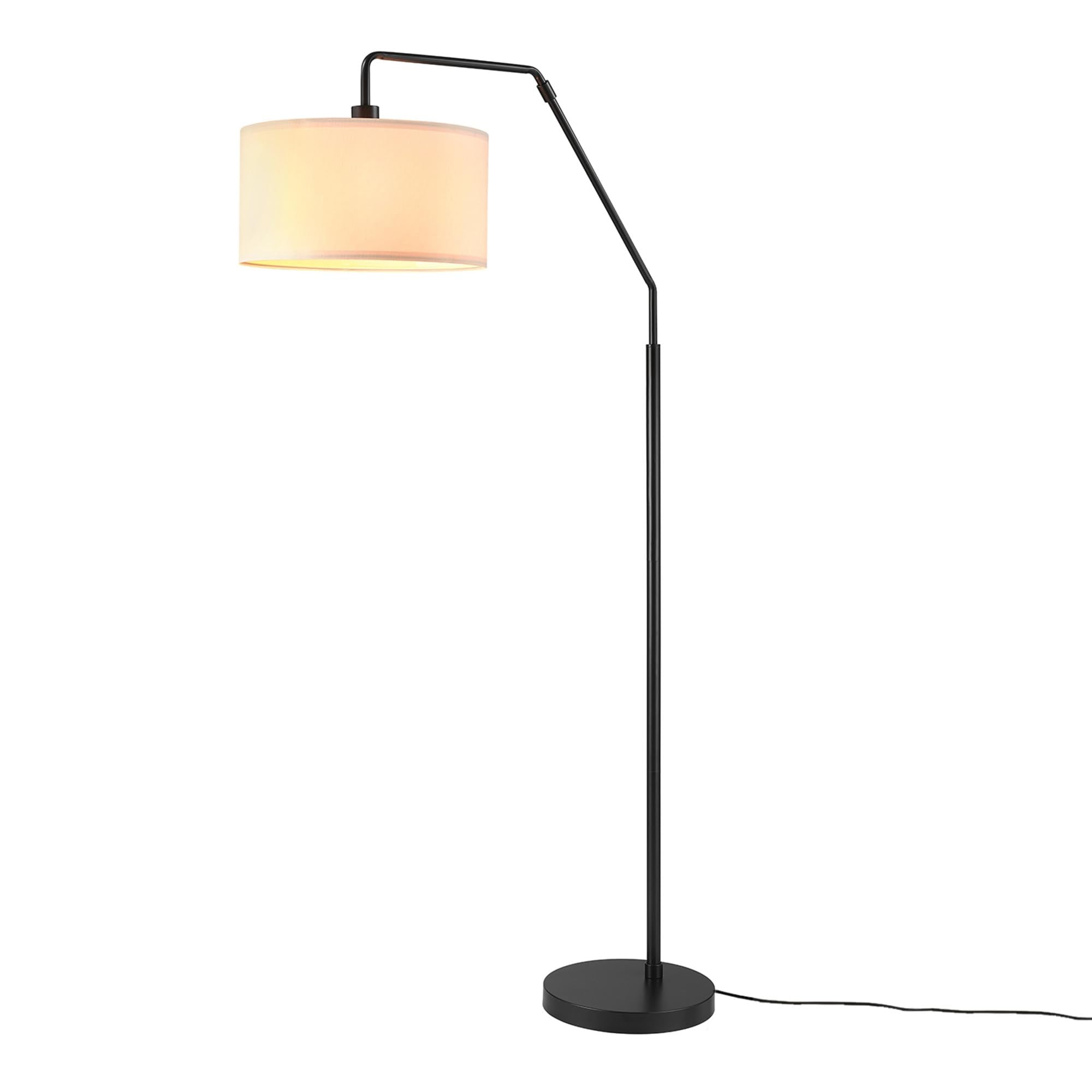 Globe Electric Novogratz x Globe Harrington 65" Floor Lamp, 2-Tone Faux Wood Base, White Fabric Shade, Socket Rotary Switch 67225 Gronata