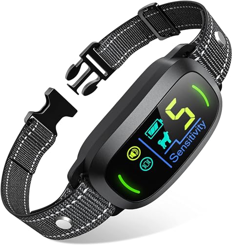 FAFAFROG Dog Bark Collar, Rechargeable Smart Collar, Anti Barking Training Collar with 5 Adjustable Sensitivity Beep Vibration, Bark Collar for Large Medium Small Dogs (Black) Gronata