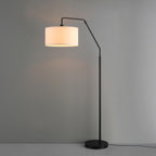 Globe Electric Novogratz x Globe Harrington 65" Floor Lamp, 2-Tone Faux Wood Base, White Fabric Shade, Socket Rotary Switch 67225 Gronata