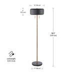 Globe Electric Novogratz x Globe Harrington 65" Floor Lamp, 2-Tone Faux Wood Base, White Fabric Shade, Socket Rotary Switch 67225 Gronata