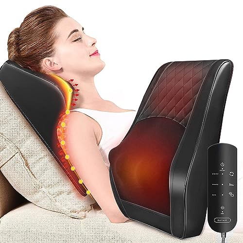 Boriwat Back Massager with Heat, 3D Kneading Massage Pillow for Back, Neck, Shoulder, Leg Pain Relief Deep Tissue, Gifts for Women Men Mom Dad Gronata