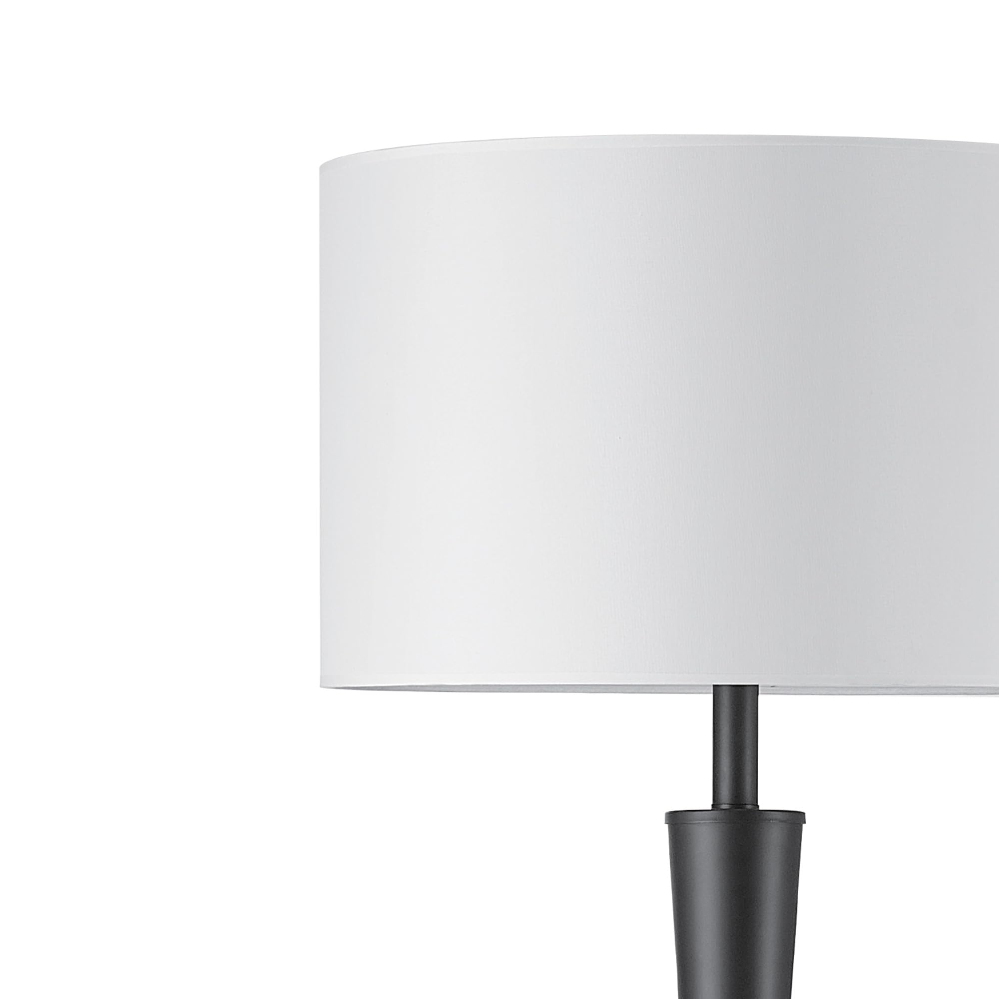 Globe Electric Novogratz x Globe Harrington 65" Floor Lamp, 2-Tone Faux Wood Base, White Fabric Shade, Socket Rotary Switch 67225 Gronata