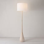 Globe Electric Novogratz x Globe Harrington 65" Floor Lamp, 2-Tone Faux Wood Base, White Fabric Shade, Socket Rotary Switch 67225 Gronata