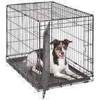 MidWest Homes for Pets 30-Inch iCrate for Medium Breeds, 21-40 lbs, Single Door Folding Dog Crate with Divider Panel, Leak-Proof Tray & Secure Latch, Portable, Durable & Easy to Assemble Gronata