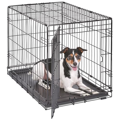 MidWest Homes for Pets 30-Inch iCrate for Medium Breeds, 21-40 lbs, Single Door Folding Dog Crate with Divider Panel, Leak-Proof Tray & Secure Latch, Portable, Durable & Easy to Assemble Gronata