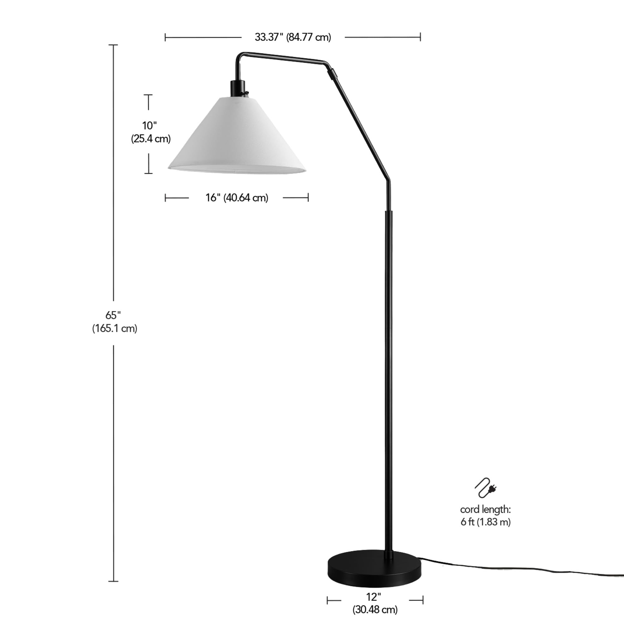 Globe Electric Novogratz x Globe Harrington 65" Floor Lamp, 2-Tone Faux Wood Base, White Fabric Shade, Socket Rotary Switch 67225 Gronata