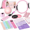 NANATI Pilates Kit 19PCS,Pilates Essentials Kit for Women,Pilates Equipment with 14.5" Pilates Ring and Ball,8 Resistance Bands,Ankle Weights,Sliders & Grip Socks Accessories for Starter Home Workouts Gronata