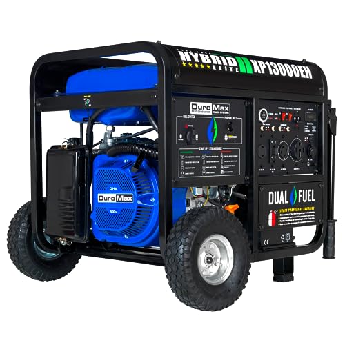 DuroMax XP13000EH 13,000-Watt Dual Fuel Portable Generator - Gas & Propane, Electric Start, Whole Home Backup Power, Transfer Switch Ready, RV & Emergency Ready Gronata