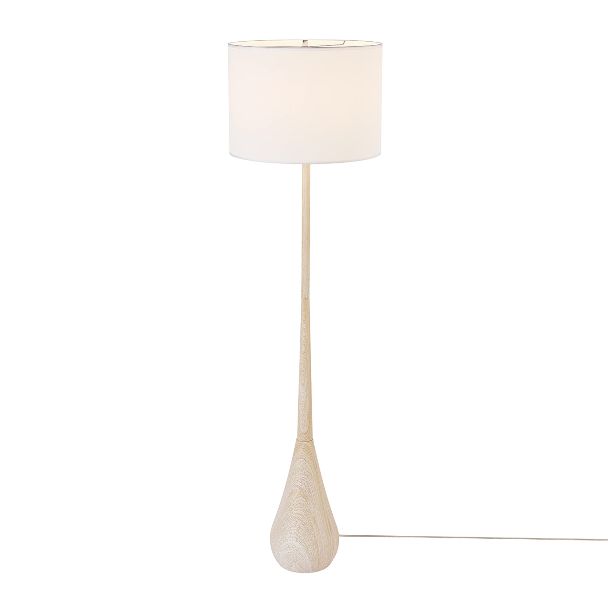 Globe Electric Novogratz x Globe Harrington 65" Floor Lamp, 2-Tone Faux Wood Base, White Fabric Shade, Socket Rotary Switch 67225 Gronata