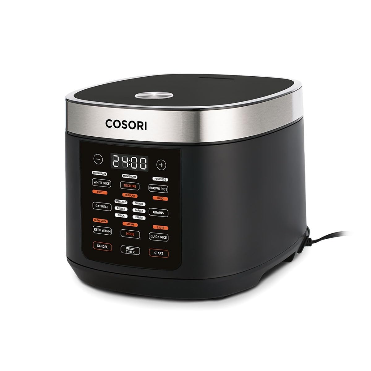 Cosori Rice Cooker 10 Cup, 24h Keep Warm, Non-stick Ceramic Inner Pot, 18 Functions Fuzzy Logic Rice Maker with Stainless Steel Steamer Basket, Sauté, Slow Cooker, Black Gronata