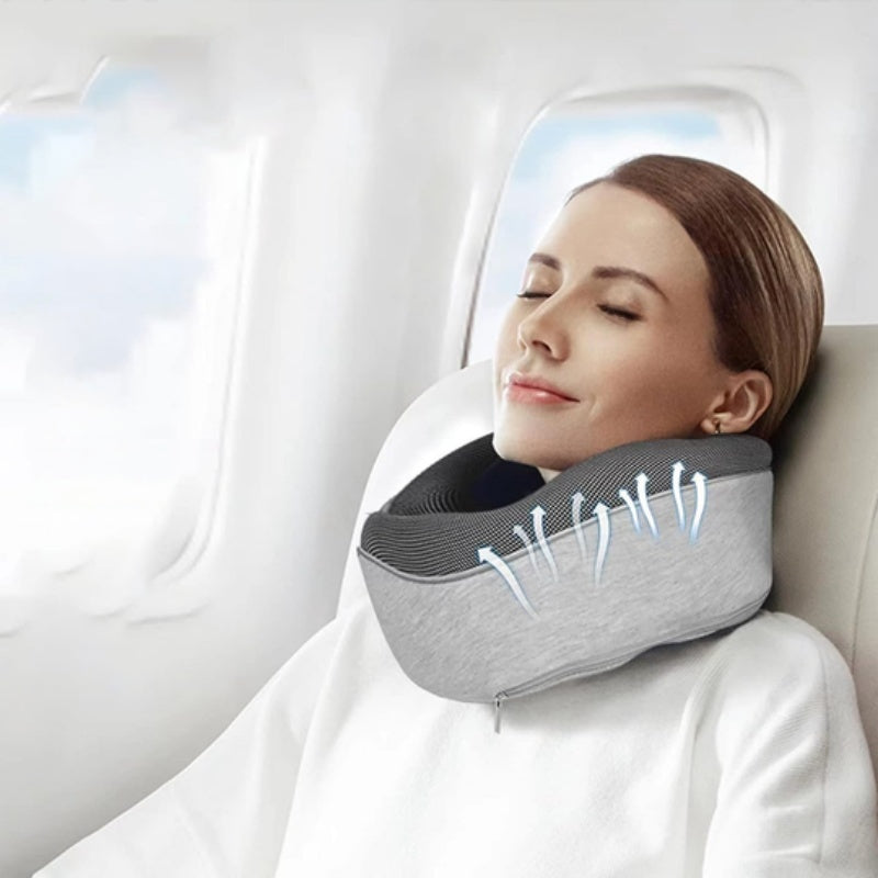 Travel Neck Pillow Non-Deformed Airplane Pillow Travel Neck Cushion Durable U-Shaped Travel Memory Cotton Nap Neck Pillow Gronata