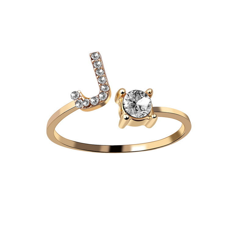 New Design Adjustable 26 Initial Letter Ring Fashion Jewelry For Women Simple Elegant Jewelry Gronata