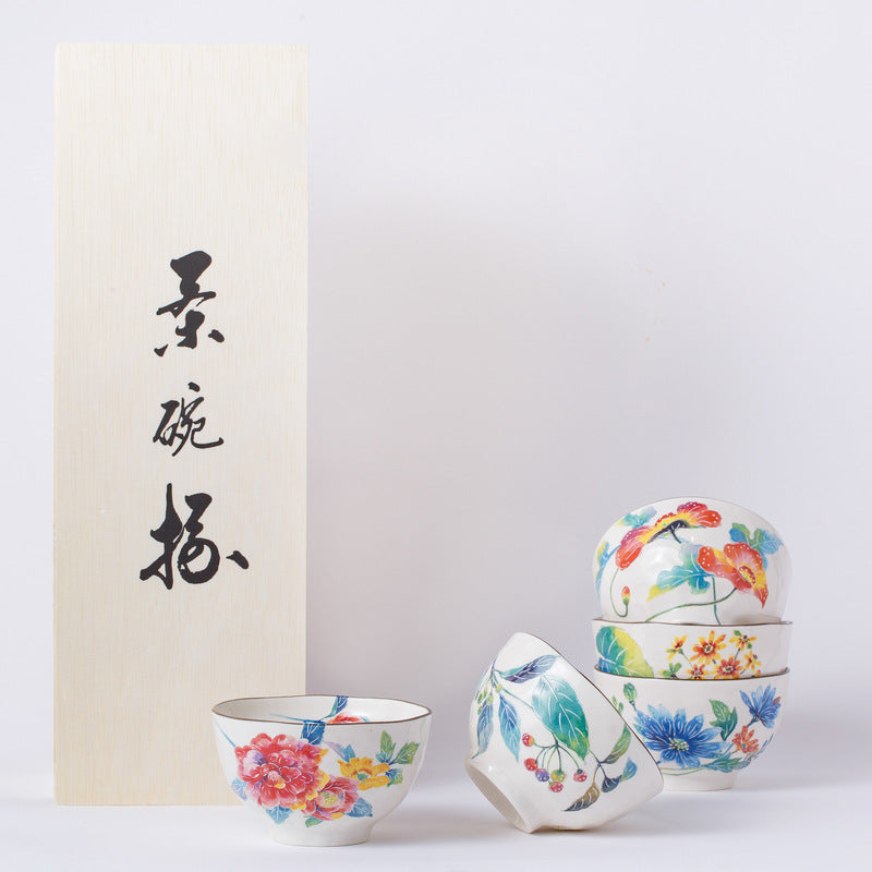 Japanese Mino-yaki Handmade Home Multicolored Ceramic Rice Bowl Soup