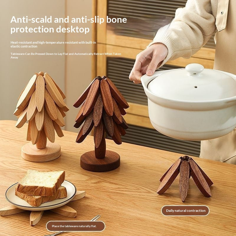 Tree Design Stand Wooden Trivets Decorative Anti Scald Heat Resistant Table Mat Coaster Wood Placemats Pot Table Heat Insulation Pad Gronata