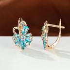 Rose Ring Colorful Flower Drop-shaped Zircon Earrings Gronata