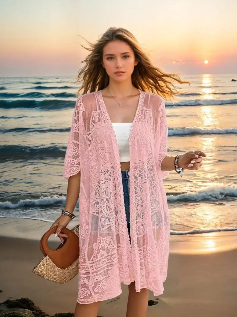 Women's Sexy See-through Water-soluble Lace Embroidered Cardigan Gronata