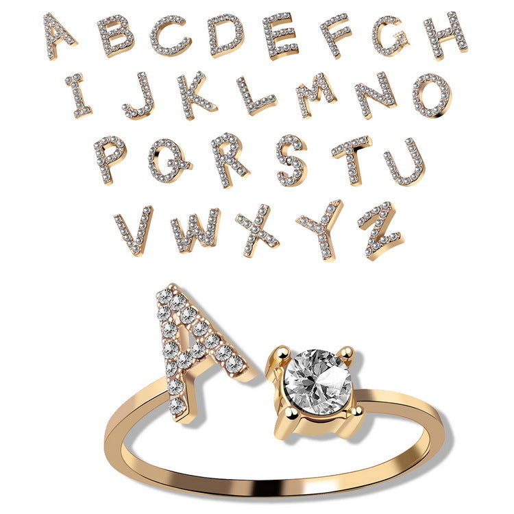 New Design Adjustable 26 Initial Letter Ring Fashion Jewelry For Women Simple Elegant Jewelry Gronata