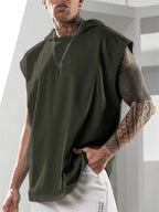 Summer Mens Sleeveless Loose Fitness Hooded Sports Vest Gronata