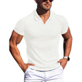Polo Shirt Lapel V-neck Vertical Striped Short Sleeve Men's T-shirt Gronata