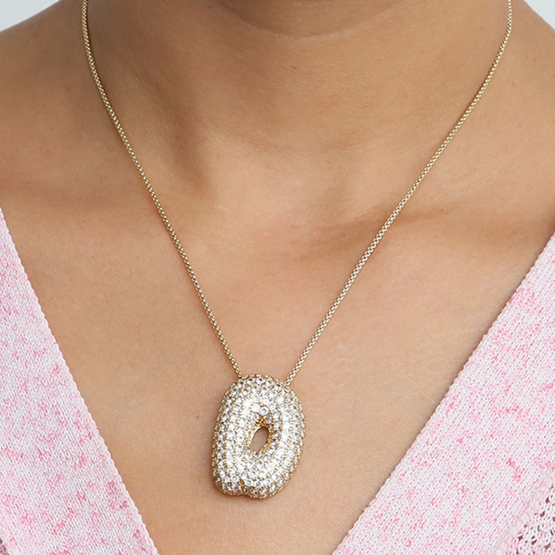 Bubble Initial Diamond Necklace Gronata