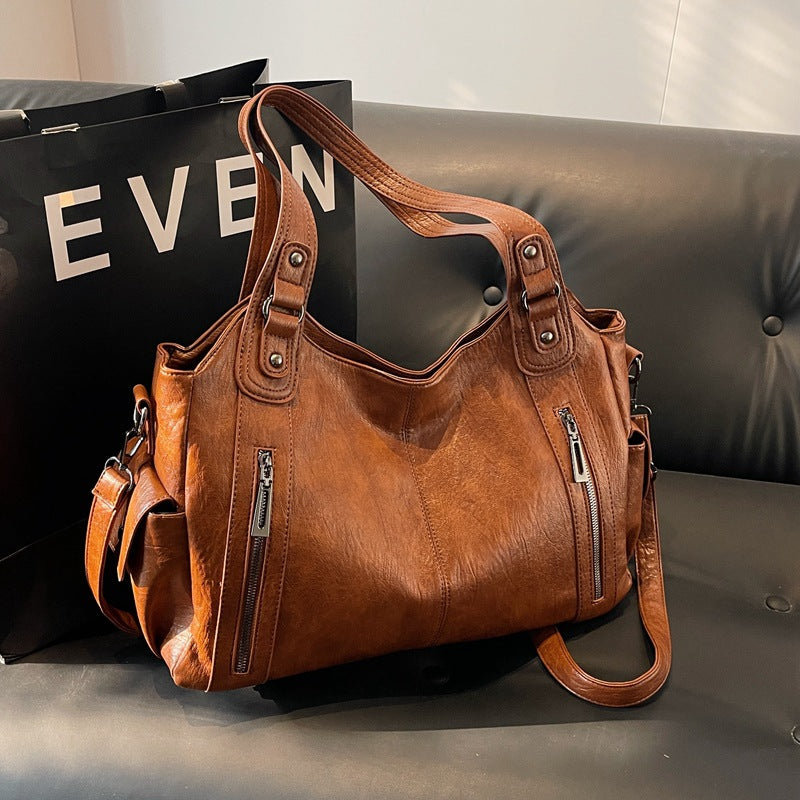 Handbag European And American Retro Solid Color Simple Texture Gronata