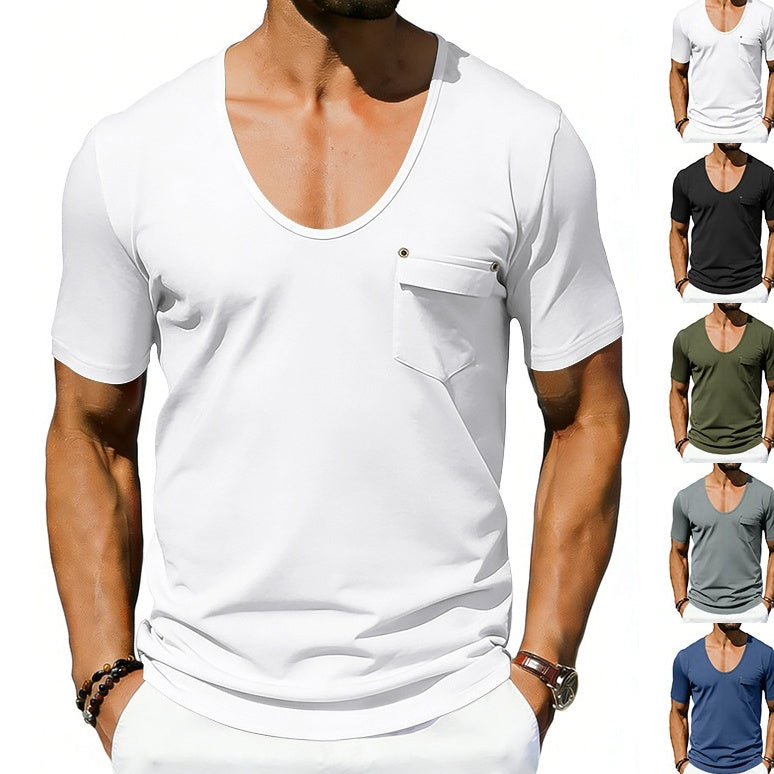 Mens Loose-fitting Casual T-shirt With A Large Collar And Short Sleeves Gronata